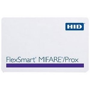 HID 1441LGGNNM FlexSmart Series MIFARE Classic and Prox Card  4K Standard PVC, Programmed 125 kHz with Prox, Sequential Matching Encoded and Printed Numbers, No Slot Punch, White