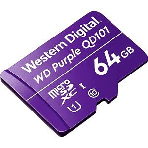 WD Purple WDD064G1P0C SC QD101 MicroSD Card 64GB Surveillance Camera