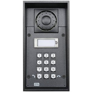 2N IP Force 1-Button Intercom Door Station Module with Keypad and Speaker, IP69K, 12VDC, Black