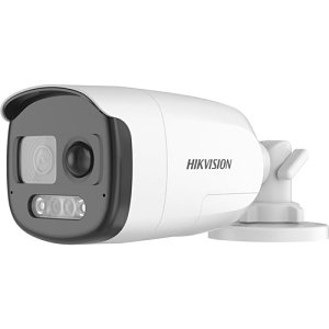 Hikvision DS-2CE12DF3T-PIRXOS Turbo HD ColorVu 2MP PIR Siren Audio HDoC Bullet Camera, 3.6mm Fixed Lens, White