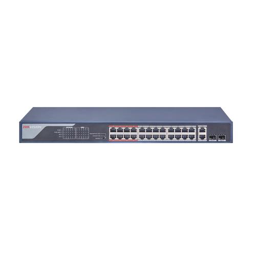 Hikvision Pro DS-3E0326P-E(B) 24 Ports Ethernet Switch - 2 Layer Supported - Modular - 2 SFP Slots - 400 W Power Consumption - 370 W PoE Budget - Twisted Pair, Optical Fiber - PoE Ports