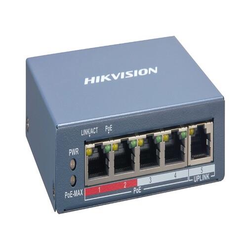 Hikvision Pro DS-3E1105P-EI 4 Ports Manageable Ethernet Switch - 2 Layer Supported - 65 W Power Consumption - 60 W PoE Budget - Twisted Pair - PoE Ports