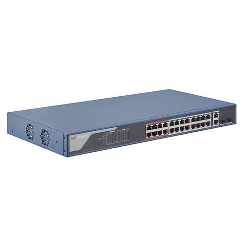 Hikvision Pro DS-3E1326P-EI 24 Ports Manageable Ethernet Switch - 2 Layer Supported - Modular - 2 SFP Slots - 400 W Power Consumption - 370 W PoE Budget - Optical Fiber, Twisted Pair - PoE Ports - Rack-mountable