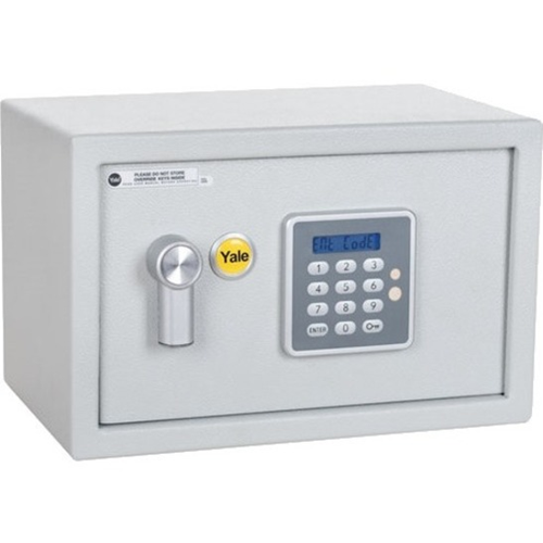 Yale Security Safe - Key, Digital Lock - Internal Size 190 mm x 300 mm x 150 mm - Overall Size 200 mm x 320 mm x 200 mm - White